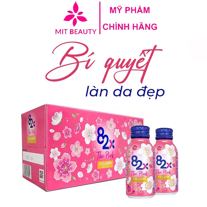 Collagen 82x The Pink nước uống đẹp da hộp 10 chai Mit Beauty bổ sung collagen cho cơ thể sáng trắng da đẹp dạng ngời