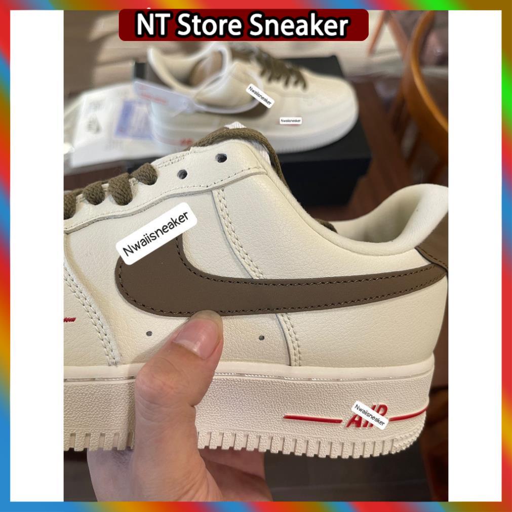 Giày Air Force 1 Low Premium White Brown - giày af1 vệt nâu trắng nam nữ hot trend 2022