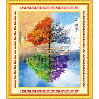 Tranh Thêu Chữ Thập (THÊU TOÀN BỘ) Cây Bốn Mùa  A450 (KHÁCH TỰ THÊU) KT:57X64CM