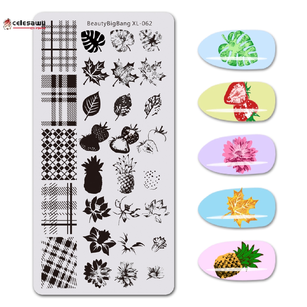 [Hàng mới về] Bộ khuôn in trang trí móng họa tiết hoa lá tự nhiên