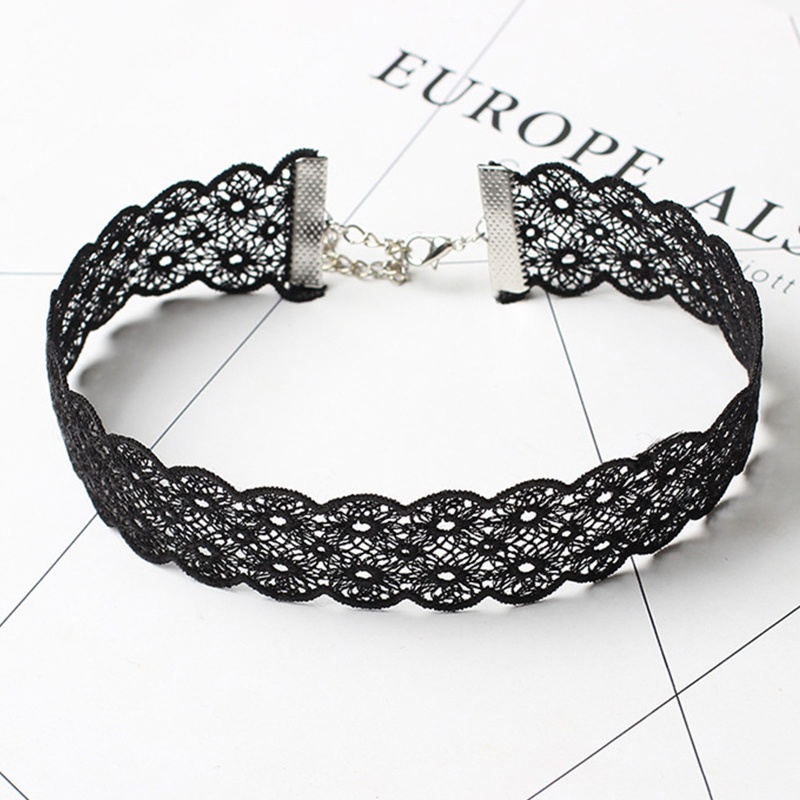 Vòng Cổ Choker Ren Bản Rộng Kèm Nịt Bít Tất Phong Cách Gothic Lolita YOUYO