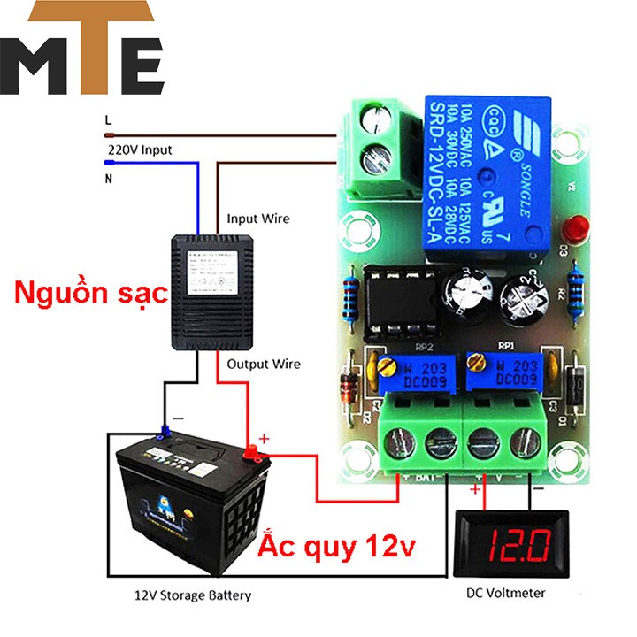 Mạch quản lý, tự động sạc Acquy 12V XH-M601