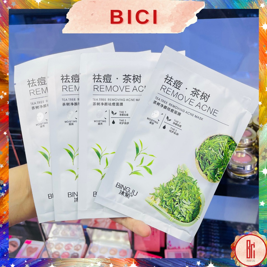 Mặt Nạ Tràm Trà BINGJU Removing Acnes Mask Nội Địa Trung Chính Hãng