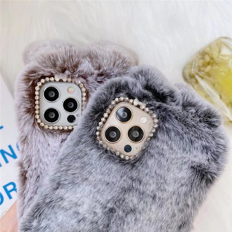 Ốp Lưng Lông Thú Cho Iphone 15 14 13 12 11 Pro Max 12mini 13mini Xr X Xs Max 7 8 6 6s Plus Lông Tơ Sang Trọng Ấm Áp Lông Thỏ Lông Mềm Mại