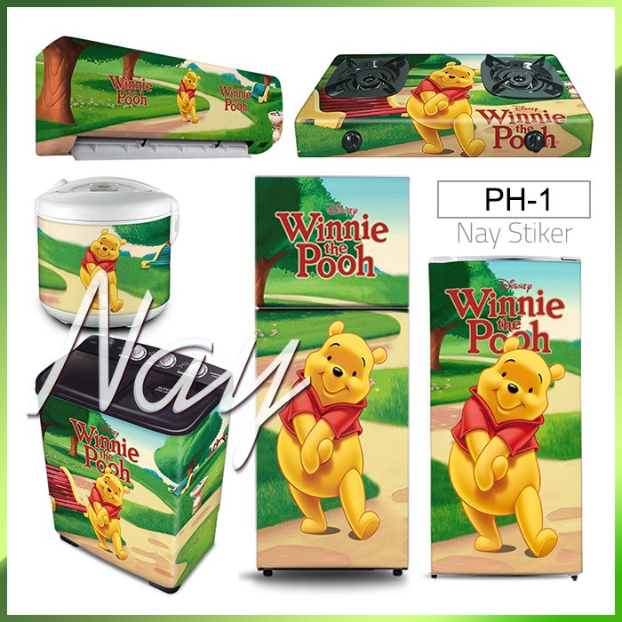 Miếng Dán Tủ Lạnh 1 & 2 Cửa, Bếp Lò, Máy Giặt, Máy Giặt, Máy Giặt Hình Gấu Pooh
