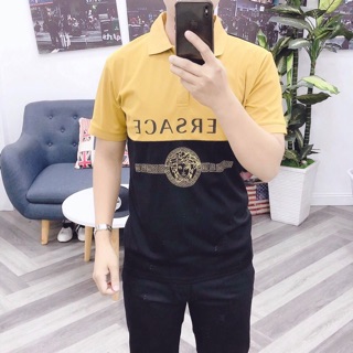 Áo thun nam có bâu Versace, phối 2 màu