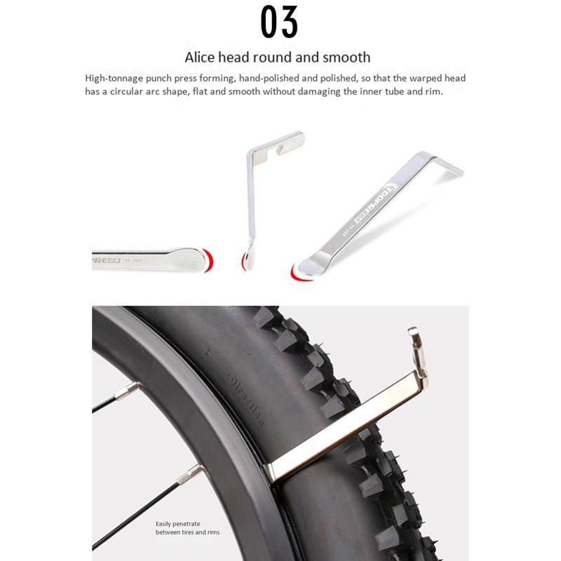 TOOPRE 3Pcs Road Bike Tire Lever Stainless Steel Repair Tool Black