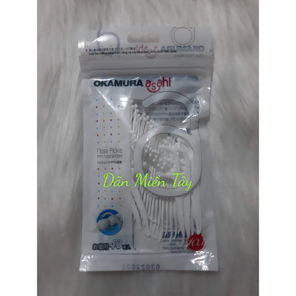 Okamura - Tăm chỉ nha khoa Asahi 40P (bịch 40 cây)