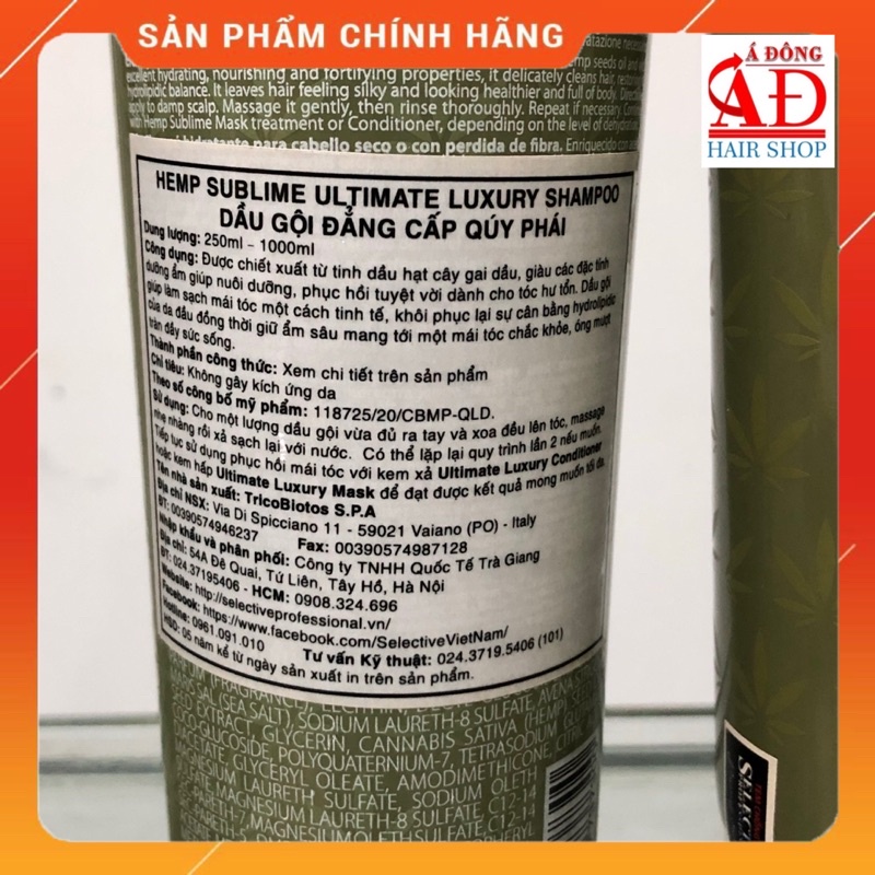 [+Tặng mũ trùm]BỘ DẦU GỘI XẢ HẤP PHỤC HỒI SIÊU MƯỢT CAO CẤP SELECTIVE SUBLIME LUXURY ITALY