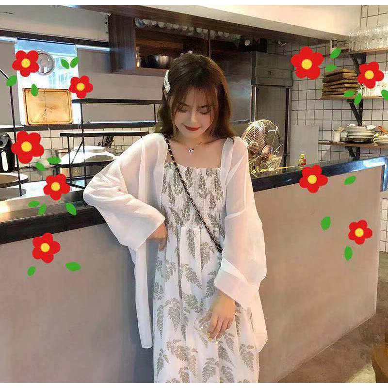 Set đồ phối đầm voan mỏng họa tiết hoa xinh xắn thời trang 2019 cho nữ | BigBuy360 - bigbuy360.vn