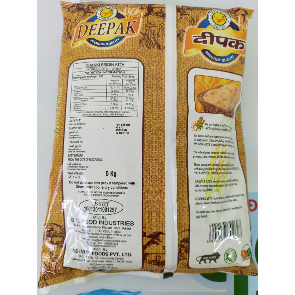 Atta Chakki Fresh - Bột mì Atta Deepak Ấn Độ 5kg