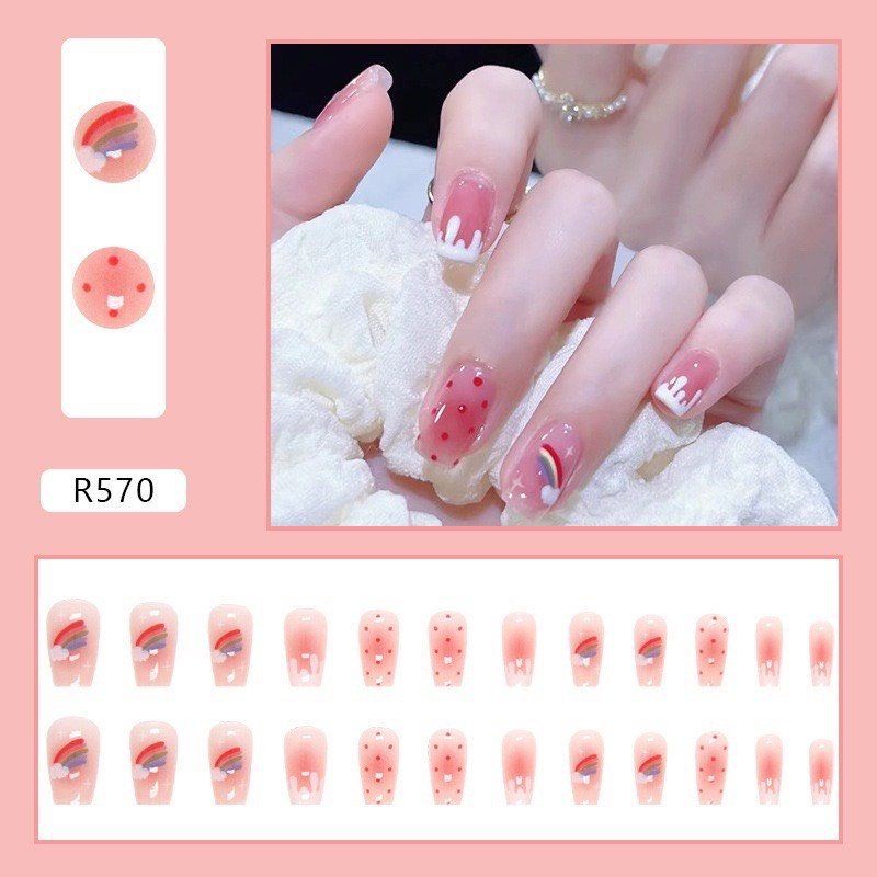 Set 24 móng giả kèm keo dán móng nhiều kiểu xinh