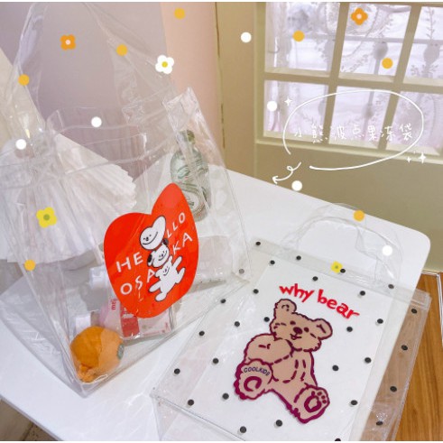 Túi xách tote trong gấu thỏ hoppang TXT11 túi xách Hologram túi Ulzzang cute dễ thương thời trang