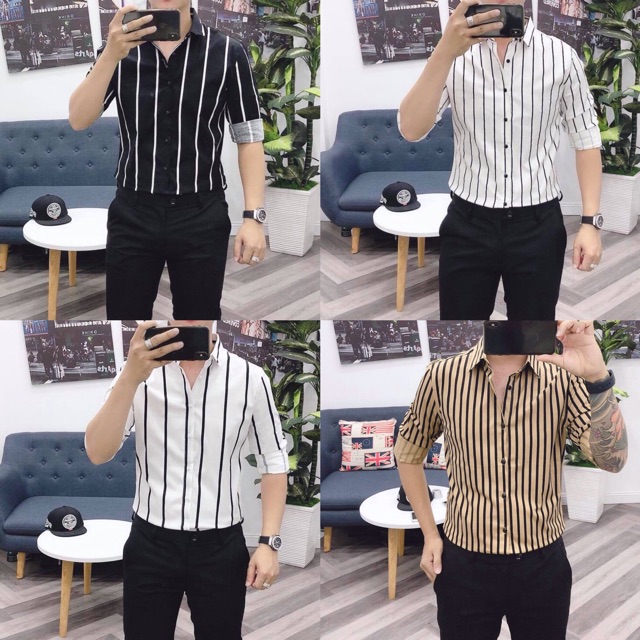 ÁO SƠ MI LỤA NAM SOÁI CA KẺ SỌC CÔNG SỞ BÁN CHẠY NHẤT SHOPEE