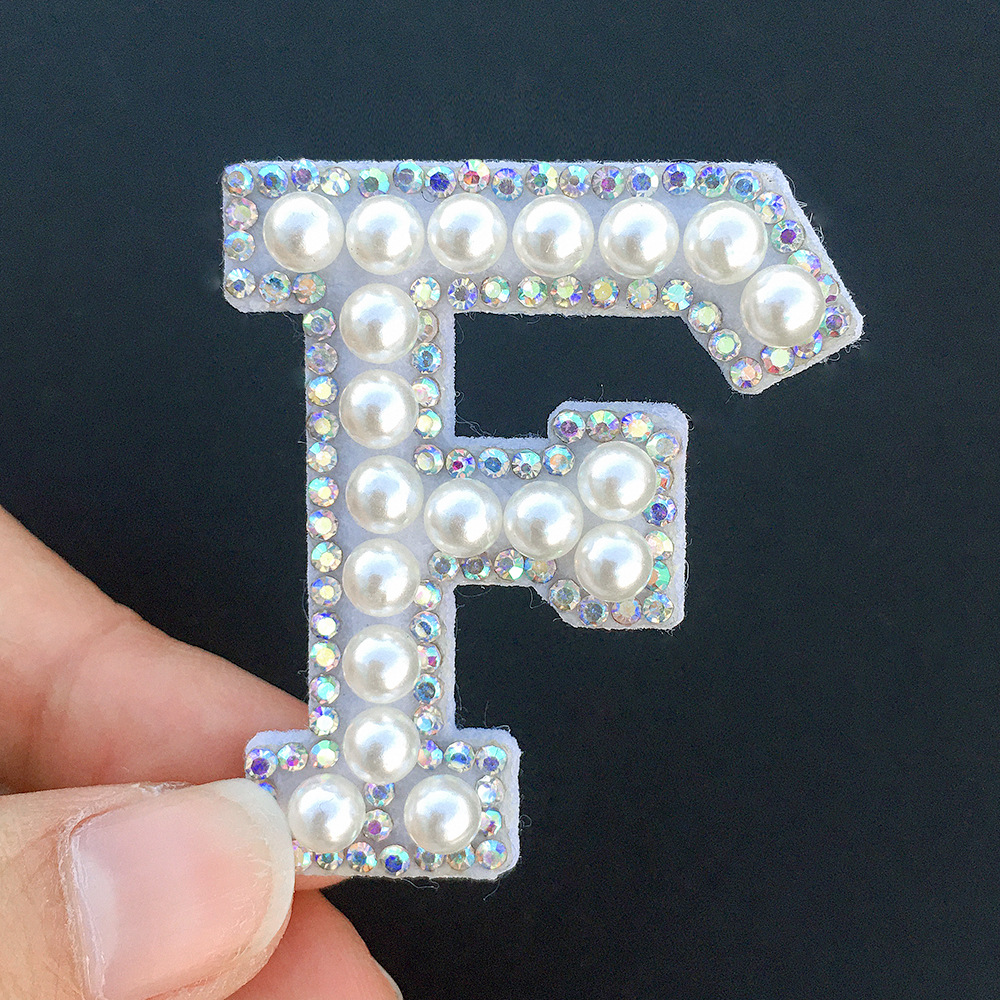 Miếng vá trang trí quần áo hình chữ cái tùy chọn đính ngọc trai thời trang