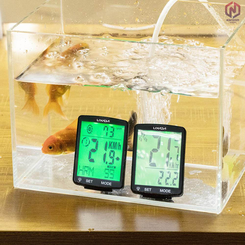 LIXADA Đồng hồ đo tốc độ không dây màn hình LCD chống thấm nước IPX6 cho xe đạp leo núi