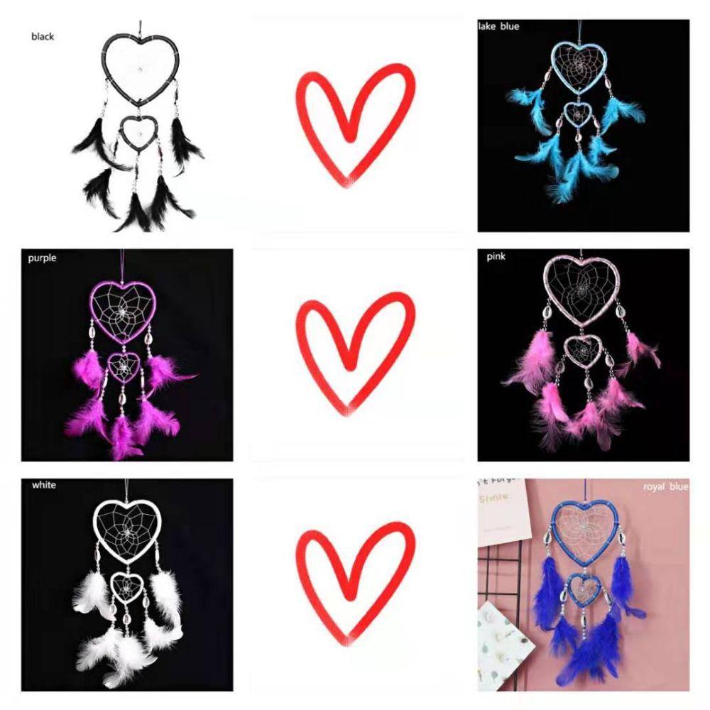 ZAIJIE Indian Ann Style Feather Home Decoration Wind Chimes Dream Catcher Love Heart Wall Ornaments Ins Car Interior/Multicolor