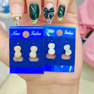 Bông tai vàng bạc nơ đính đá sang trọng- BT86221 Juri Shop - Chất Liệu Lõi Bạc Pha Cao Cấp - Cam Kết Không Đen, Không Dị