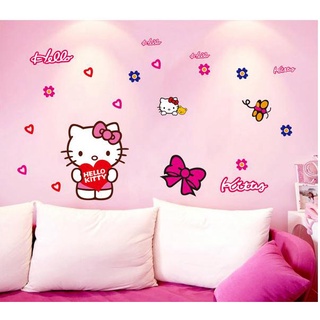 DECAL DÁN TƯỜNG THỎ YÊU TRĂNG VÀ KITTY