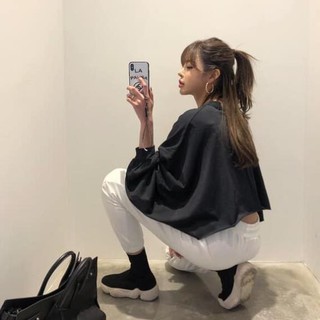 Áo croptop nữ tay phồng đan ngực trắng kt
