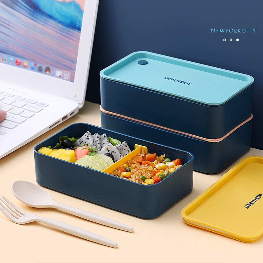 Hộp Đựng Cơm Trưa NYC 720ml Bằng Silicone Chịu Nhiệt Thiết Kế Chia Ngăn Tiện Dụng