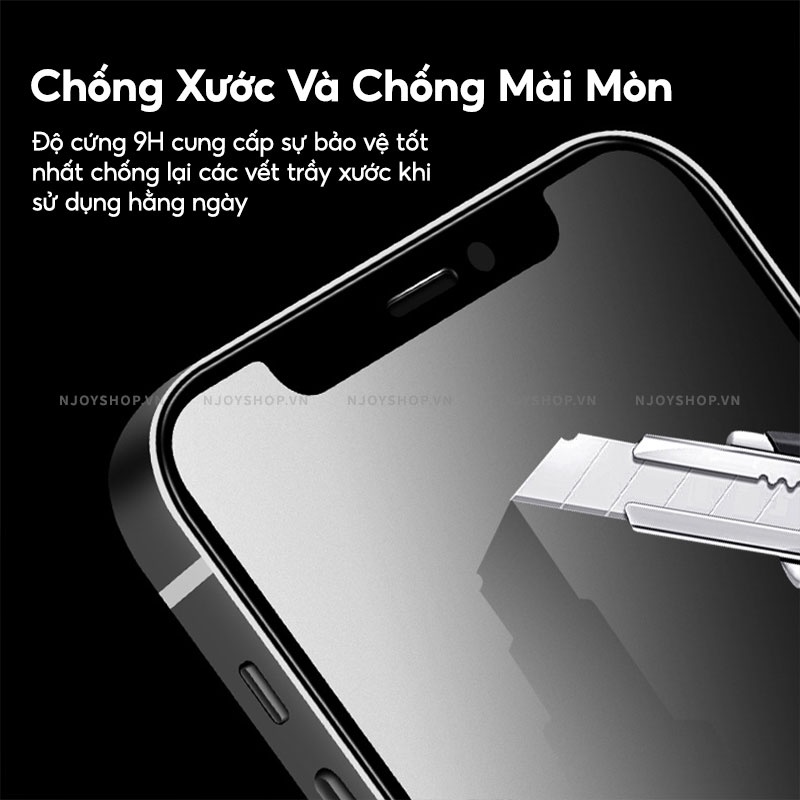 Kính Cường Lực Chống Vân Tay Full Viền Cho Điện Thoại IP14/13/12/11 Pro Max Xs Max Xr X 7 Plus 8 Plus 7 8 Njoyshop