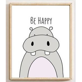 Tranh canvas treo tường trang trí hình động vật hoạt hình xinh xắn cho phòng bé