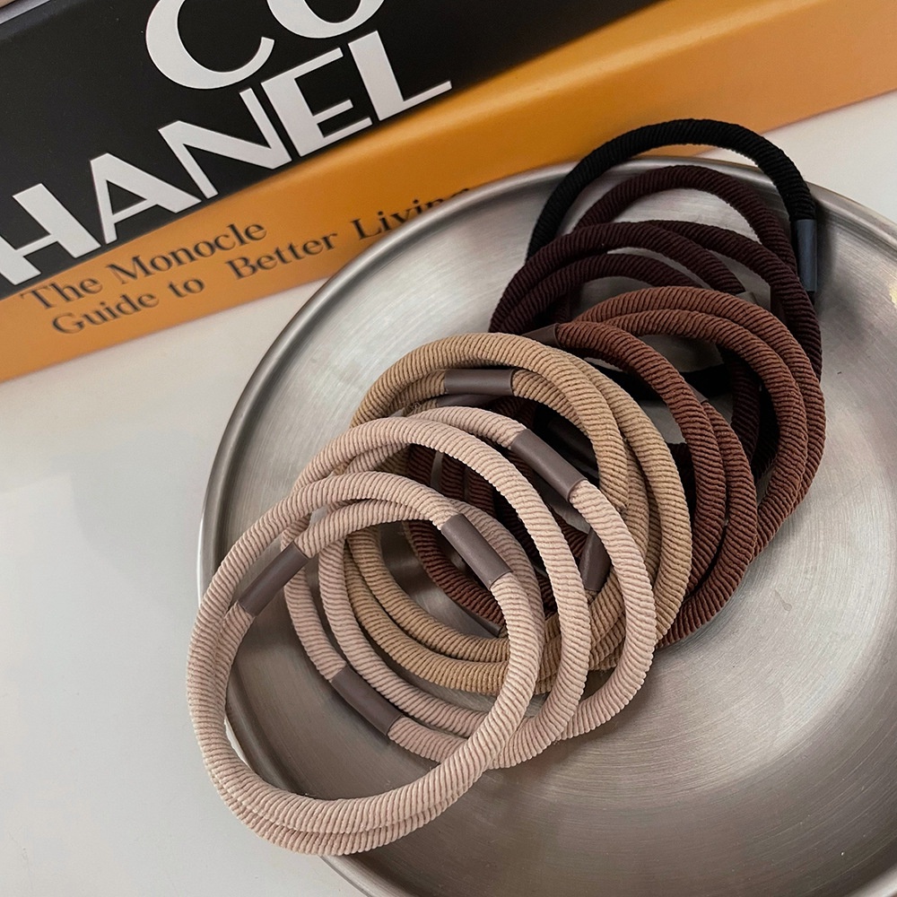 Dây Buộc Tóc Đuôi Ngựa Màu Đen Trơn Phong Cách Hàn Quốc