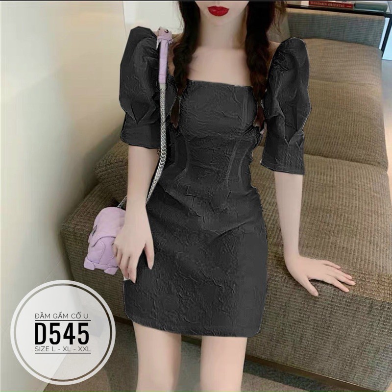 Bigsize Đầm gấm cổ U D545