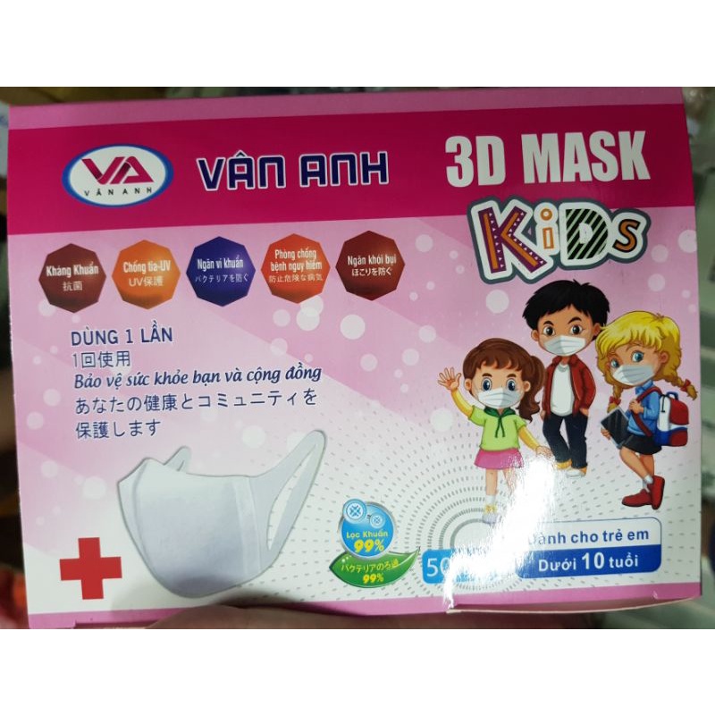 Hộp 50 chiếc khẩu trang 3D mask trẻ em (3D mask cho bé)