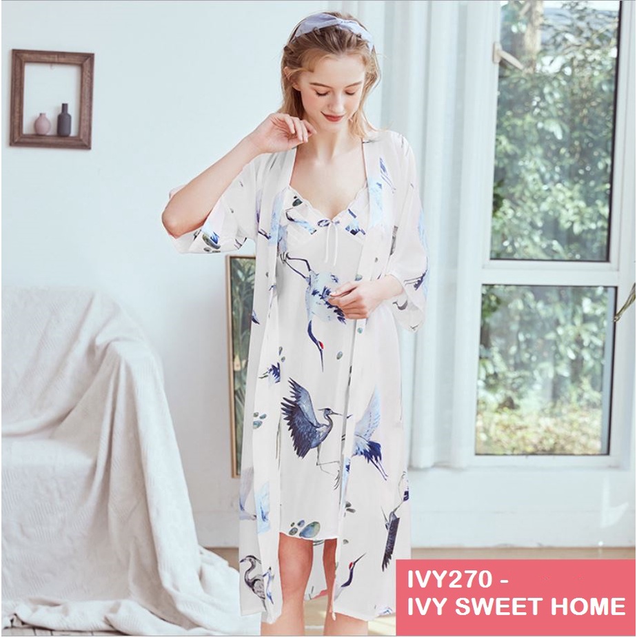 Choàng Ngủ Lụa Dài Không Kèm Đầm ❊ Kimono Sexy ❊ Đồ Mặc Nhà Sau Sinh ❊ Ivy Sweet Home 244