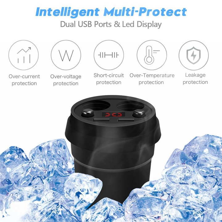 Bộ chia tẩu sạc và 2 cổng usb car charger 2 usb ports cao cấp trên ô tô