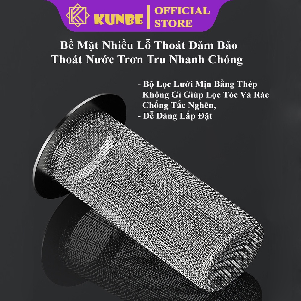 Dụng Cụ Thoát Nước Sàn Nhà Tắm KUNBE  Cải Tiến Lõi Lọc Dài Chứa Nhiều Rác, Thoát Nước Nhanh, Chống Tắc Hiệu Quả