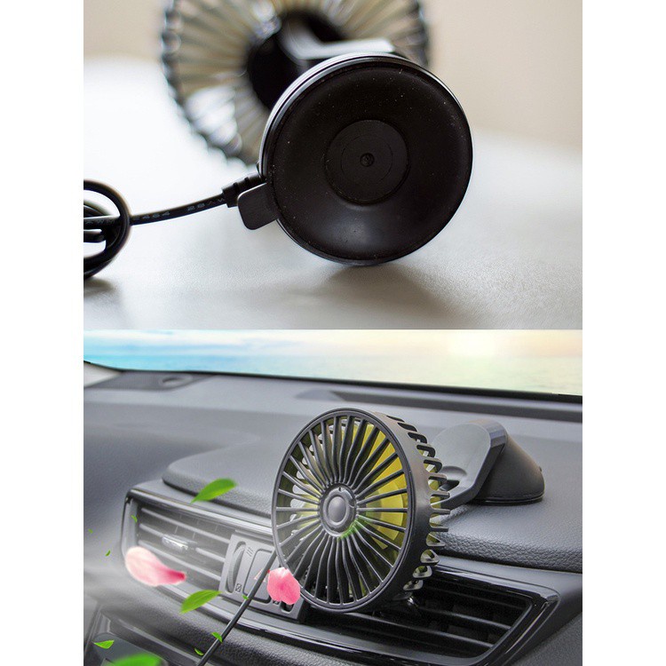 Vehicleshop 1 Piece 360 Rotating Mini Electric 5V Suction Car Fan Single Head Cooling Air