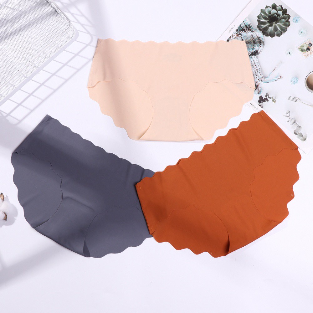 Quần Lót Không Đường May Lưng Thấp Bằng Lụa Satin Màu Trơn Thời Trang Cho Nữ