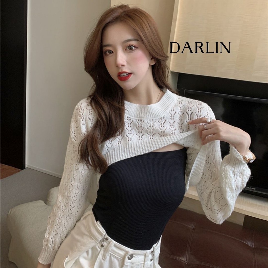 Áo 2 dây nữ sợi bún có mút 2 lớp gân tăm dài DARLIN, bra đi biển chơi mặc vest blazer cardigan