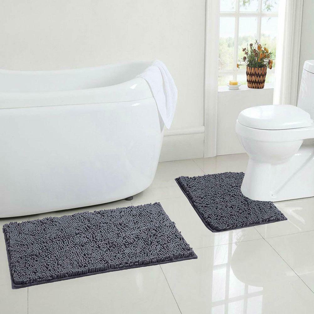 LONTIME Bộ 2 Thảm Chùi Chân Mềm Mại Chống Trượt Chất Lượng Cao Cho Nhà Tắm