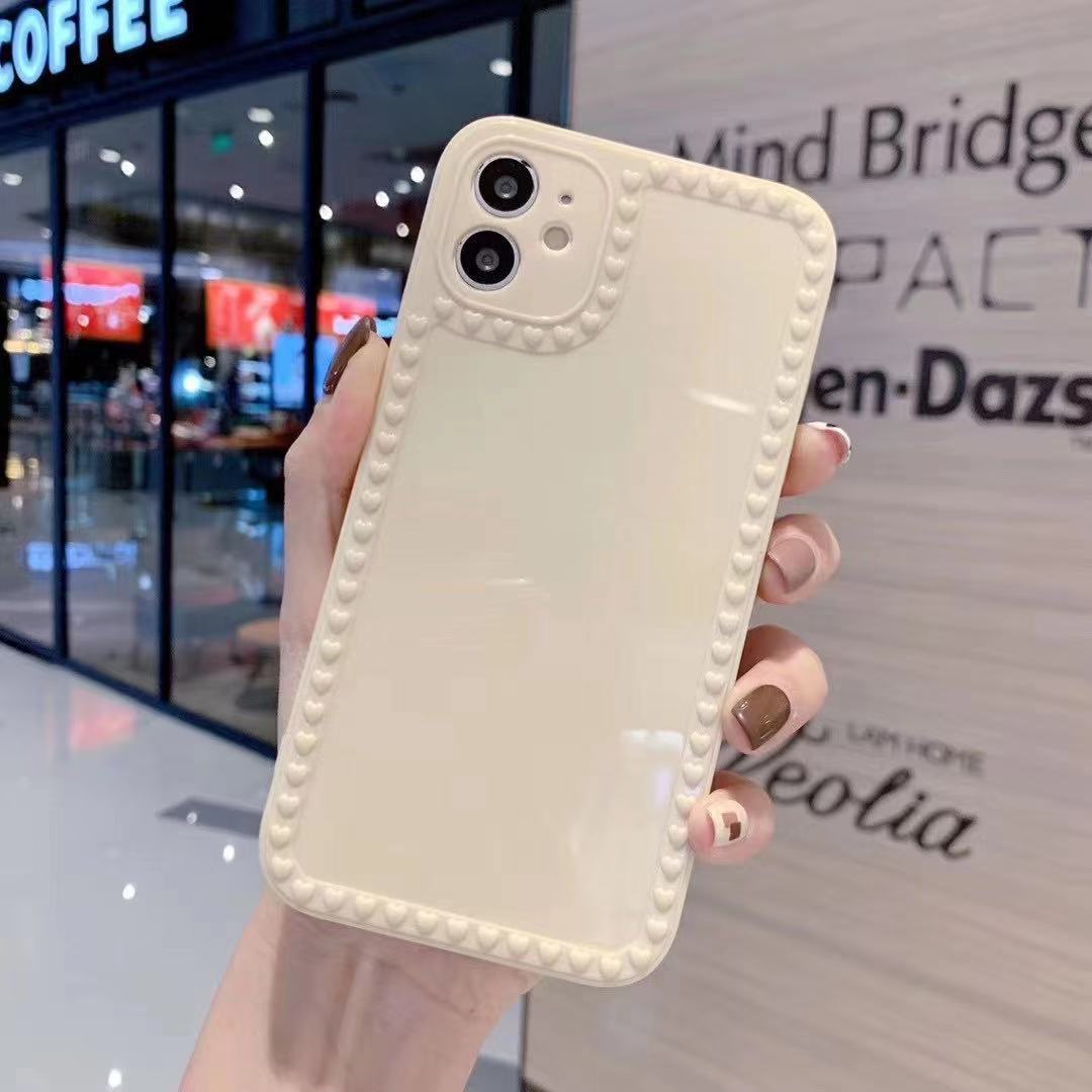 IPHONE 6 plus 7 8 plus Mobile Phone Case Solid Color IPhoneX XR XS MAX Love Photo Frame Men and Women Fashion Shiny Silicone Case