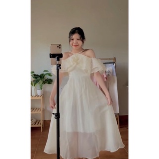 Váy tơ cổ yếm 2 lớp