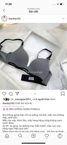 Áo lót không gọng( khách note tên ig)