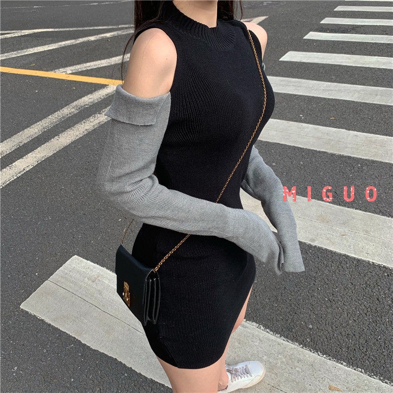 Đầm Dệt Kim Tay Dài Trễ Vai Quyến Rũ Cho Nữ | BigBuy360 - bigbuy360.vn