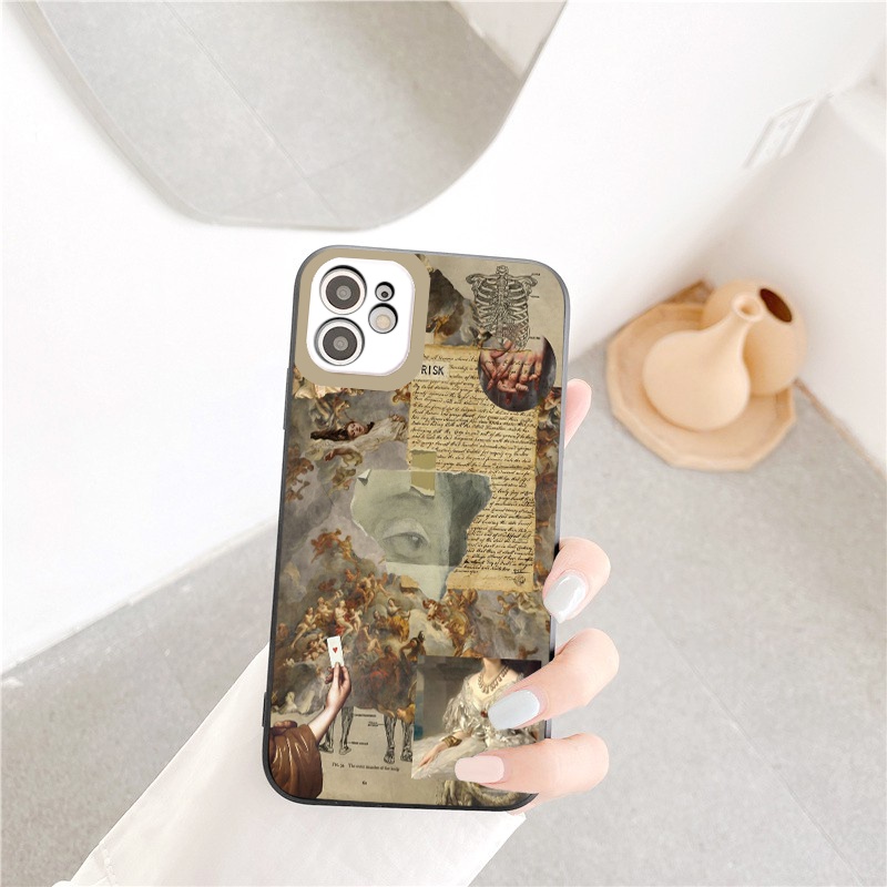 Ốp lưng iphone 13Promax/Pro viền vuông tranh hội họa nghệt thuật ốp điện thoại 6/7/8plus/x/xr/xs/xsmax/11/12/pro/promax