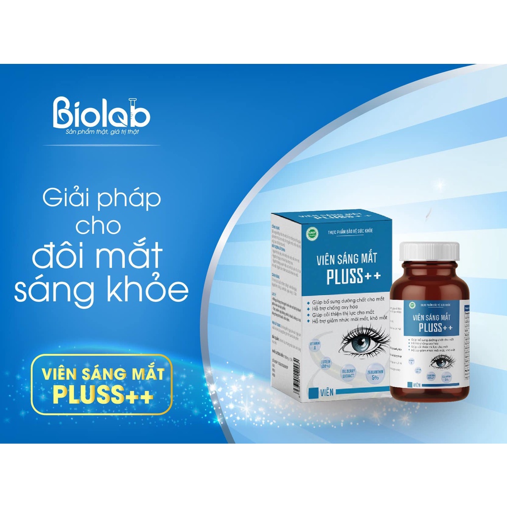 VIÊN SÁNG MẮT PLUSS ++ HỖ TRỢ CẢI THIỆN THỊ LỰC, GIẢM MỎI MẮT, KHÔ MẮT, NGĂN NGỪA LÃO HÓA MẮT