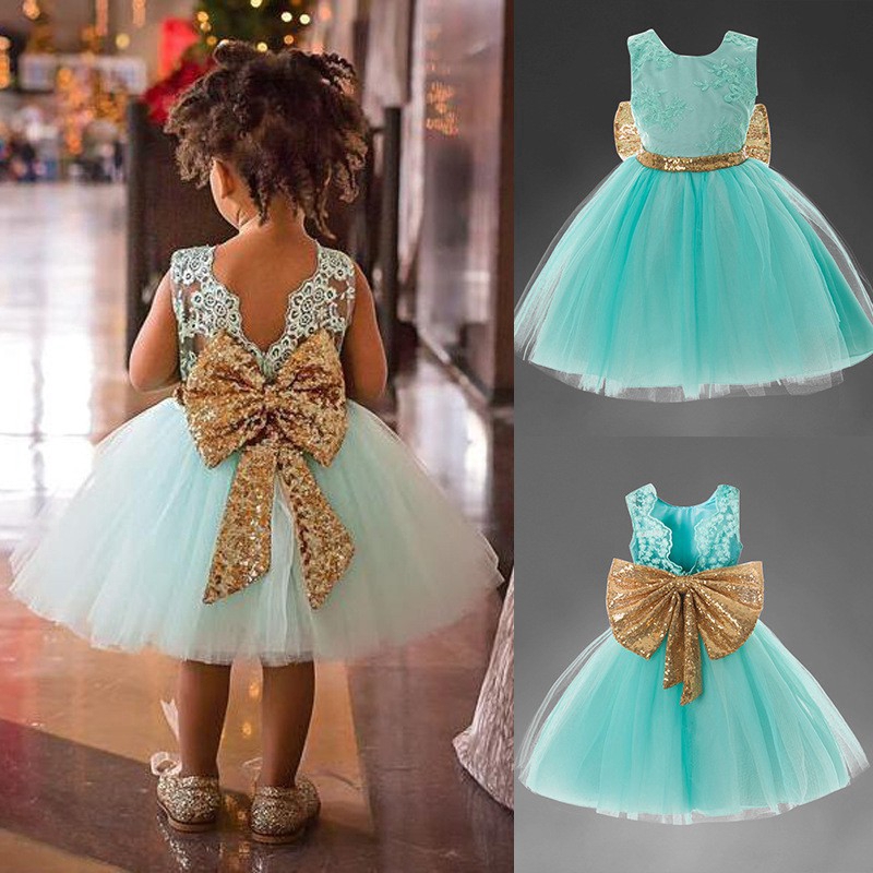 Đầm công chúa cộc tay đính nơ xinh xắn cho bé gái từ 1-6 tuổi