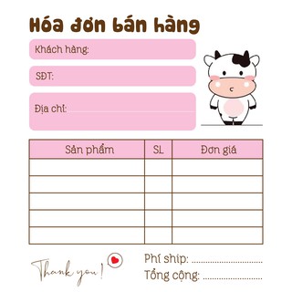 [ Hàng Sẵn ] Hóa Đơn Bán Hàng Mini 1 Liên Dễ Thương