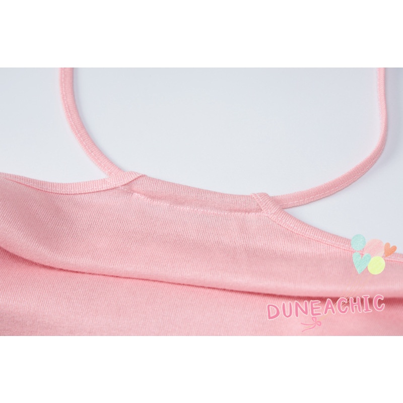 Set Áo Tank Top 2 Dây + Chân Váy Rút Màu Trơn Gợi Cảm Cho Nữ