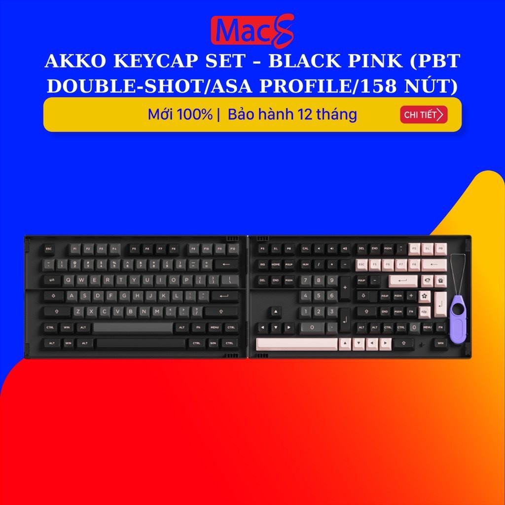 [Mã 254ELSALE giảm 7% đơn 300K] AKKO Keycap set – Black Pink (PBT Double-Shot/ASA profile/158 nút)