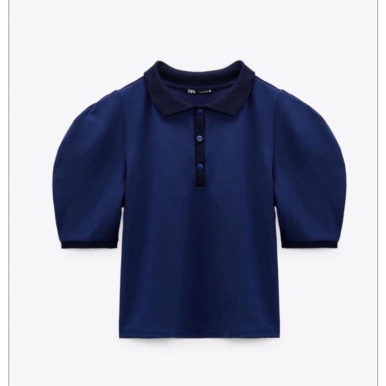 TH-ÁO PHÔNG POLO CỔ BẺ TAY BỒNG MÀU THAN CHO NỮ