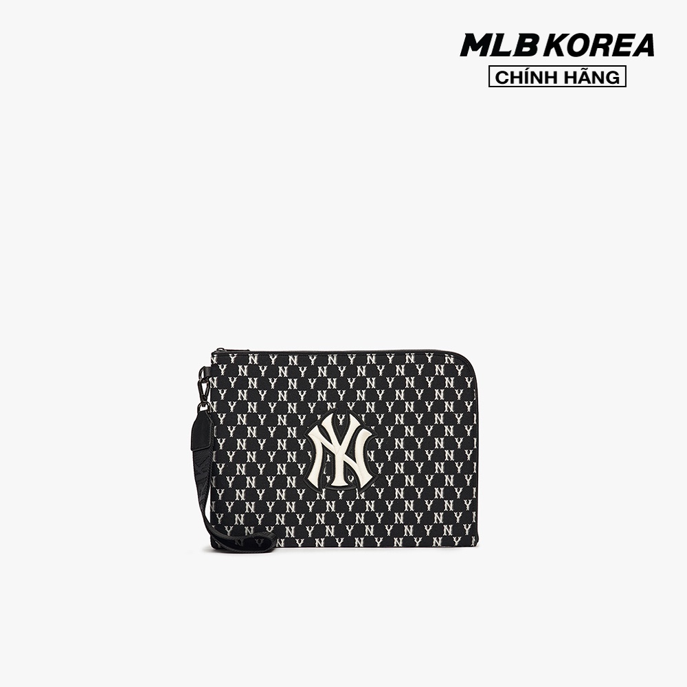 MLB - Túi xách tay chữ nhật phối tay cầm Monogram Jacquard 3APOM012N-50BKS