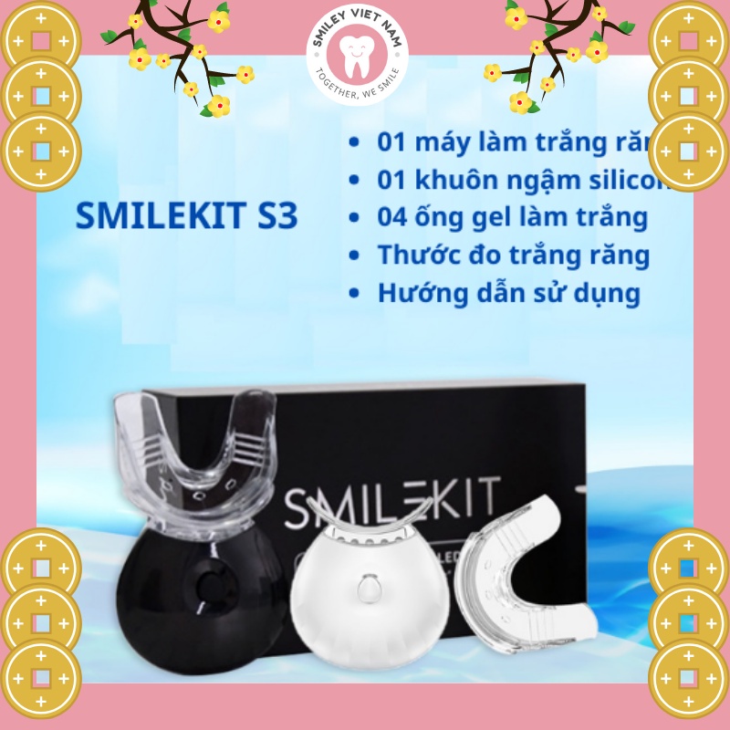 Máy làm trắng răng SMILEKIT- Máy tẩy trắng răng giúp trắng răng từ sâu bên trong, an toàn không ê buốt cho răng